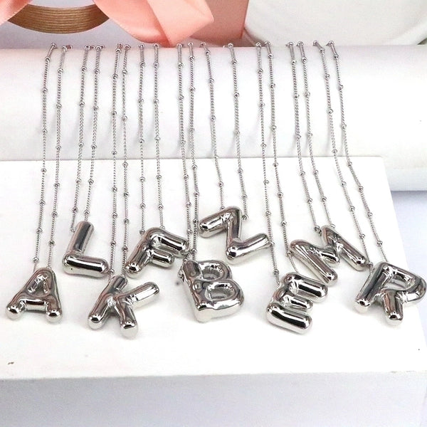 Hip-hop Simple Style Classic Style Letter Copper Silver Plated Pendant Necklace In Bulk