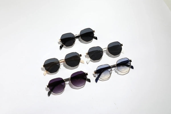 Hip-hop Streetwear Solid Color Ac Polygon Full Frame Women's Sunglasses