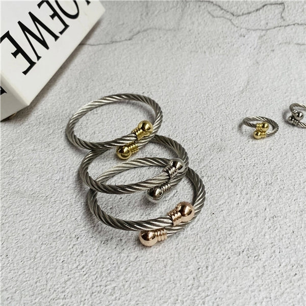 Hip-hop Stripe Stainless Steel Unisex Rings Bracelets