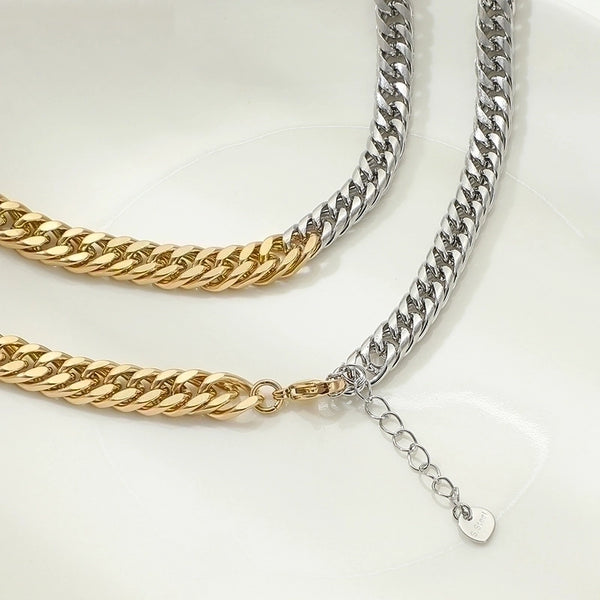 Hip-hop Titanium Steel Color Matching Cuban Chain Necklace Wholesale