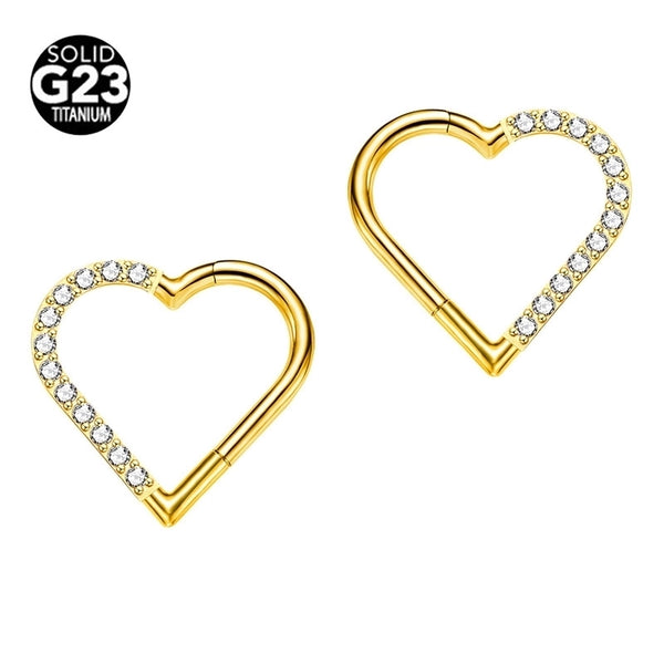 Hot G23 Titanium Heart-shaped Nose Ring Ear Stud  Personalized Body Piercing Nose Accessories Seamless Earrings