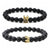 Hot Sale Matte Black Stone Micro Inlaid Zircon Crown Couple Bracelet Copper Beads Bracelet Wholesale