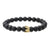 Hot Sale Matte Black Stone Micro Inlaid Zircon Crown Couple Bracelet Copper Beads Bracelet Wholesale