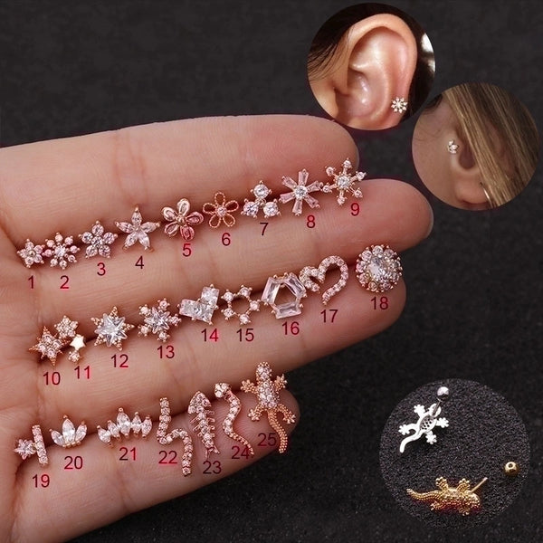 Ear Cartilage Rings & Studs Exaggerated Flower 316L Stainless Steel  Copper