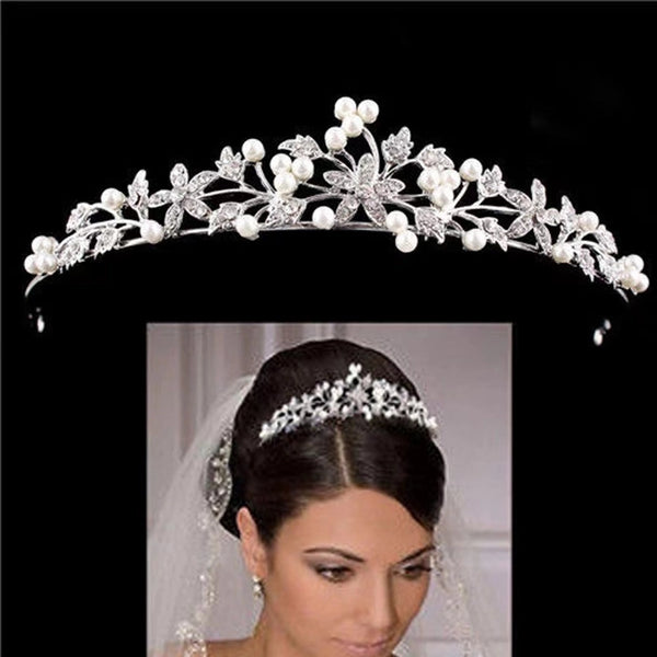 Hot Sale  Style Bride Alloy Flower Pearl Crown Hair Crown Wedding Party Hair Crown Accessories Wholesale