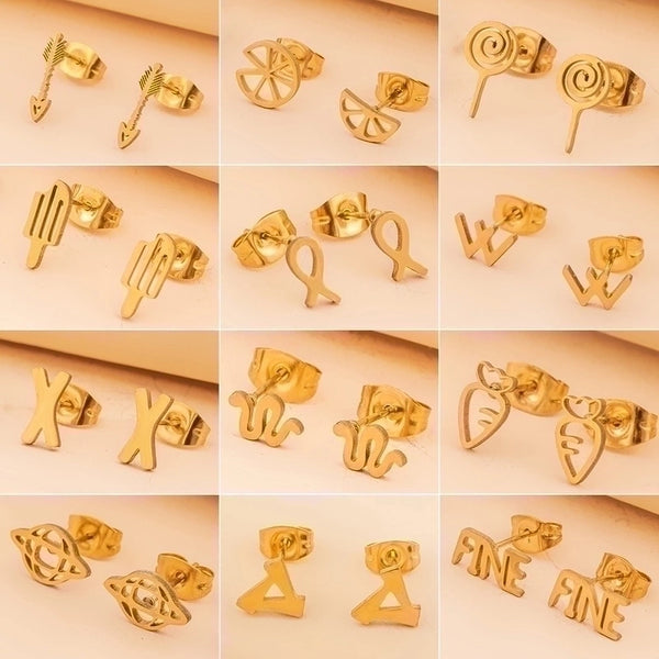 Hot Selling Ear Jewelry Simple New Stainless Steel Geometric Small Earrings Ear Buckle Ear Clip Earrings Wholesale