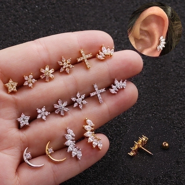 Ear Cartilage Rings & Studs Flower Copper