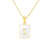 Hot Selling Fashion Stainless Steel Square Shell 26 Letter Necklace