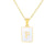 Hot Selling Fashion Stainless Steel Square Shell 26 Letter Necklace