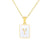 Hot Selling Fashion Stainless Steel Square Shell 26 Letter Necklace