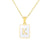 Hot Selling Fashion Stainless Steel Square Shell 26 Letter Necklace