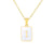 Hot Selling Fashion Stainless Steel Square Shell 26 Letter Necklace