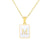 Hot Selling Fashion Stainless Steel Square Shell 26 Letter Necklace