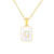 Hot Selling Fashion Stainless Steel Square Shell 26 Letter Necklace