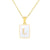 Hot Selling Fashion Stainless Steel Square Shell 26 Letter Necklace