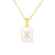 Hot Selling Fashion Stainless Steel Square Shell 26 Letter Necklace