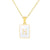 Hot Selling Fashion Stainless Steel Square Shell 26 Letter Necklace