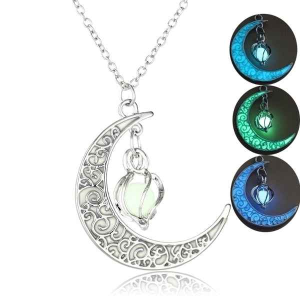 Hot Selling Hollow Spiral Moon Luminous Pendant Cyclone Luminous Bead Necklace Wholesale