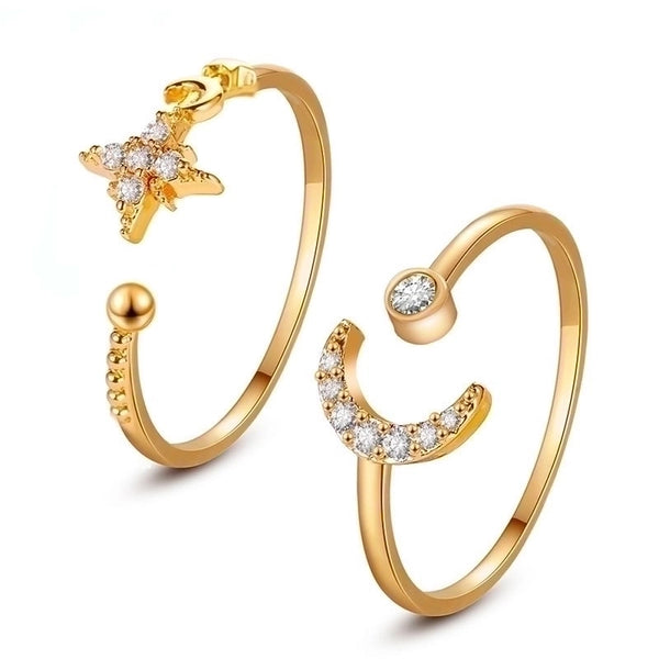 Hot Selling Simple Star Moon Ring Classic Opening Adjustable Finger Ring Wholesale