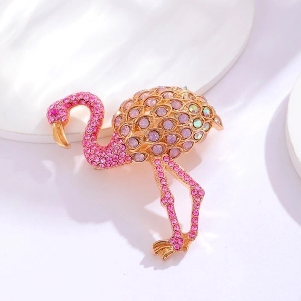 IG Style Cartoon Style Pin Flamingo Alloy Plating Inlay Rhinestones Women's Brooches