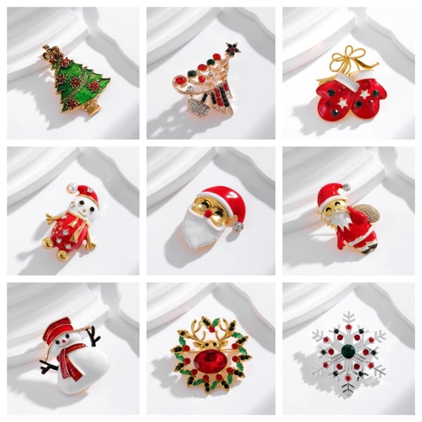 IG Style Cartoon Style Simple Style Tree Snowman Snowflake Alloy Enamel Inlay Rhinestones Unisex Brooches