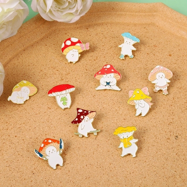 IG Style Cute Pin Cartoon Mushroom Alloy Stoving Varnish Plating Women'S Brooches