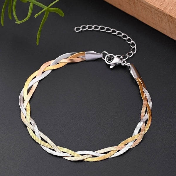 IG Style Hip-Hop Streetwear Blade Multicolor Snake Bones Chain 304 Stainless Steel 18K Gold Plated Rose Gold Plated Bracelets In Bulk