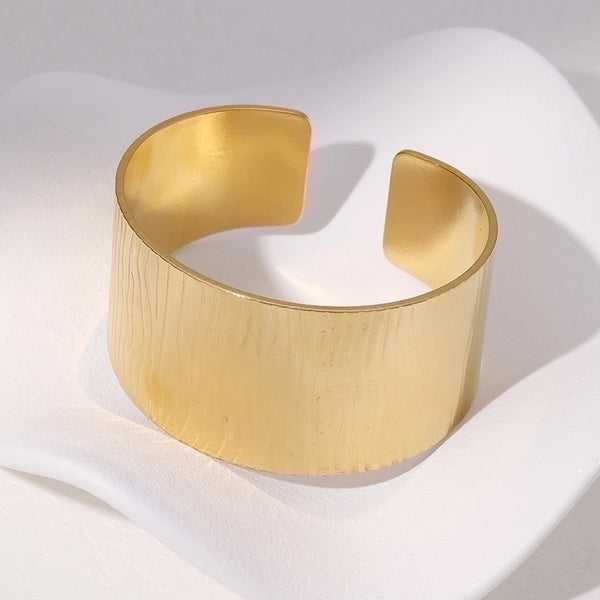 IG Style Modern Style Minimalist Solid Color Crack 304 Stainless Steel 18K Gold Plated Bangle In Bulk