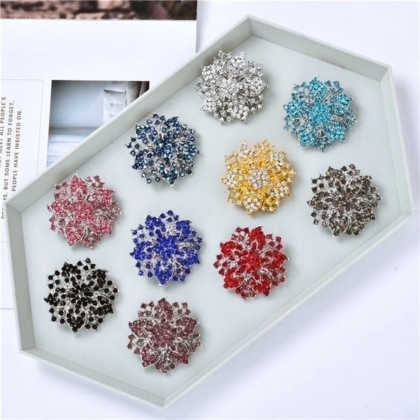 IG Style Shiny Pin Flower Alloy Plating Inlay Rhinestones Unisex Brooches