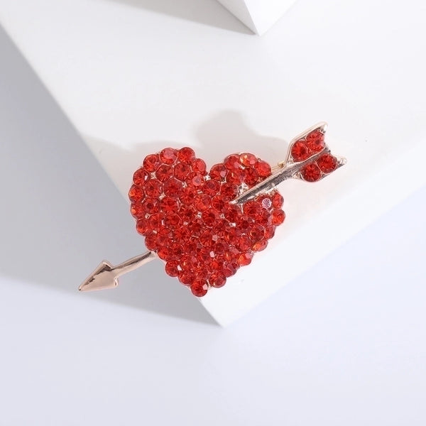 IG Style Shiny Pin Heart Shape Arrow Alloy Inlay Rhinestones Women's Brooches