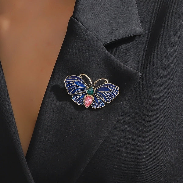 IG Style Sweet Butterfly Alloy Enamel Inlay Artificial Rhinestones Women's Brooches