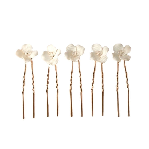 IG Style Women'S Flower Alloy Plastic Ceramics Handmade Hairpin