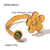 Ig Style Grid Flower Stainless Steel Asymmetrical Plating Inlay Zircon 18k Gold Plated Open Rings