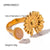 Ig Style Grid Flower Stainless Steel Asymmetrical Plating Inlay Zircon 18k Gold Plated Open Rings