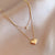 Ig Style Heart Shape Titanium Steel Plating Inlay Zircon 18k Gold Plated Layered Necklaces