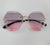 Ig Style Solid Color Resin Square Inlay Diamond Frameless Women's Sunglasses