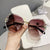 Ig Style Solid Color Resin Square Inlay Diamond Frameless Women's Sunglasses