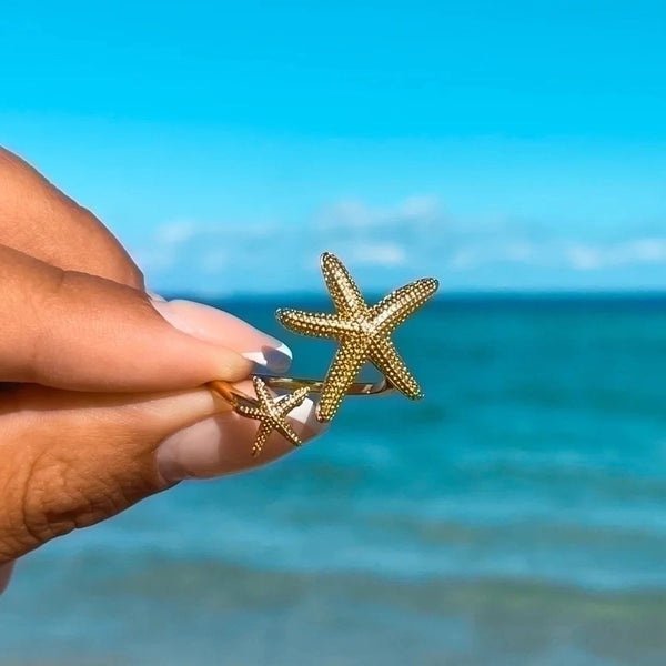 Ig Style Starfish Stainless Steel Plating 18k Gold Plated Open Rings