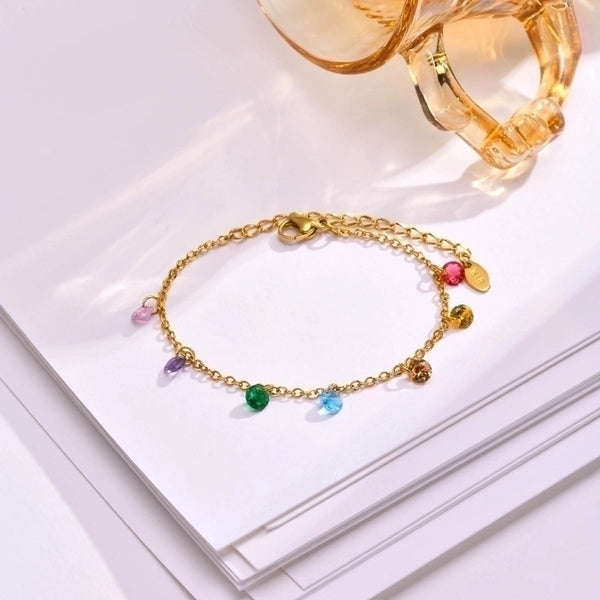 Ig Style Sweet Solid Color Stainless Steel Inlay Zircon Bracelets