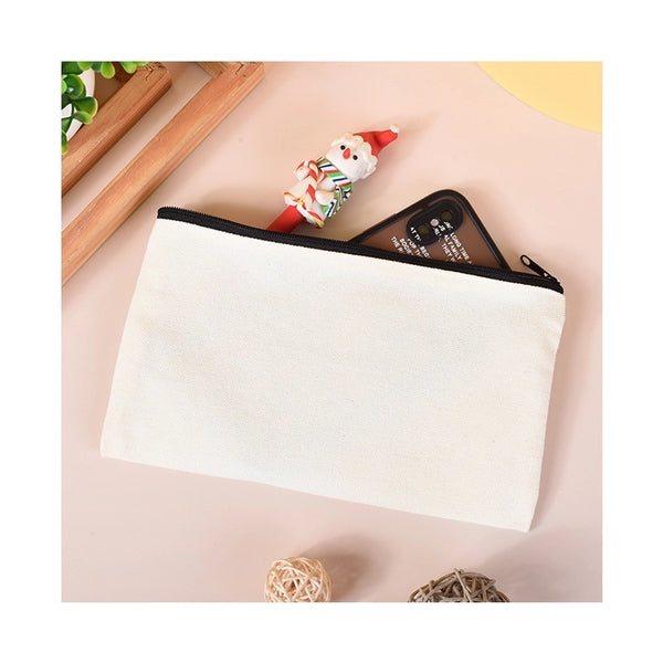 In Stock Blank Canvas Zipper Bag Canvas Cosmetic Bag Zipper Pencil Bag Canvas Bag Custom