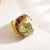 Ins Style Cool Style Irregular Copper Plating Inlay Natural Stone Gold Plated Open Ring