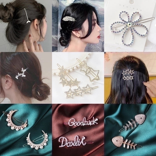 Ins Style Letter Flower Butterfly Imitation Pearl Alloy Plating Inlay Rhinestones Hair Clip