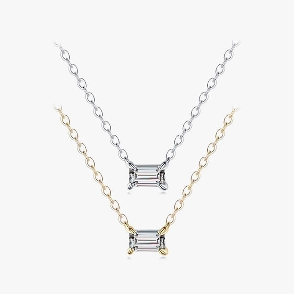 Ins Style Simple Style Rectangle Sterling Silver Plating Inlay Zircon 14k Gold Plated Rhodium Plated Necklace