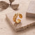 Ins Style Streetwear Leaf Heart Shape Flower Stainless Steel Plating Hollow Out 18k Gold Plated Open Ring