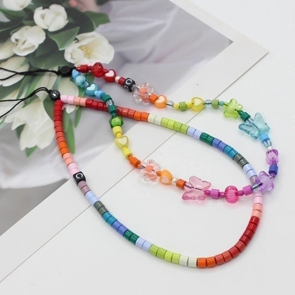 Internet Celebrity Hot Sale Anti-lost Mobile Phone Charm Rainbow Mobile Phone Charm Same Enamel Beads Diy Mobile Phone Lanyard Factory Direct Sales