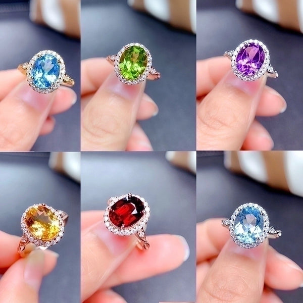 Copper Plating Geometric Artificial Gemstones Crystal Rings