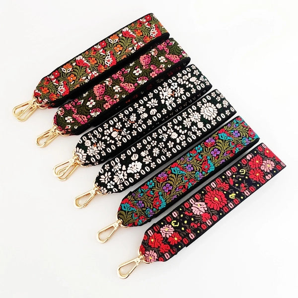 Jacquard Thickened Wide Embroidered Flower Women's Bag Crossbody Accessories Strap