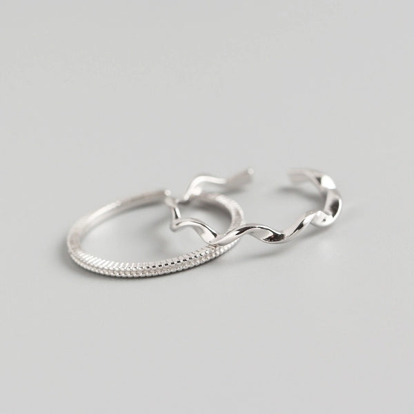 Japanese And Korean Style S925 Sterling Silver Ins Style Geometric Twisted Mobius Very Simple And Fine Little Finger Ring All-match Silver Ring Bracelet