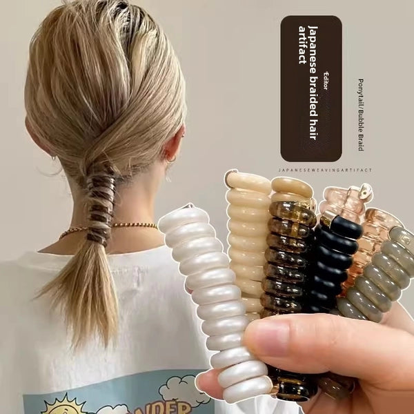 Japanese Hair Braided Telephone Line Hair Ring Women's High Elastic Durable High Ponytail Head Rope Artifact Does Not Hurt Hair Tie Hair Rubber Band