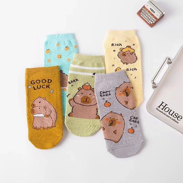 Japanese New Cartoon Socks Women's Combed Cotton Women's Boat Socks Cartoon Cute Women's Socks Short Socks